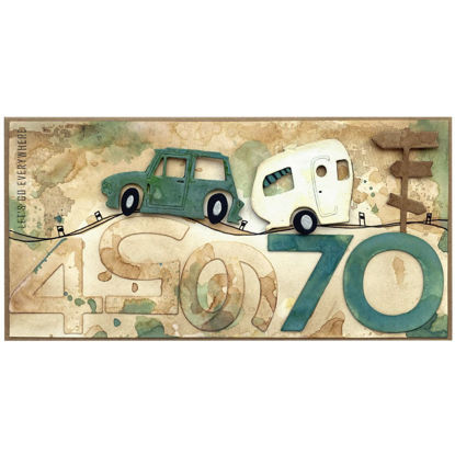 Obrázek Přání k 70. narozeninám S karavanem