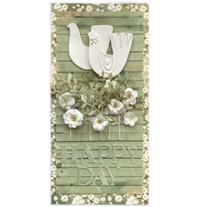 Obrázek Svatební přání - Bílé růžičky a holubičky
