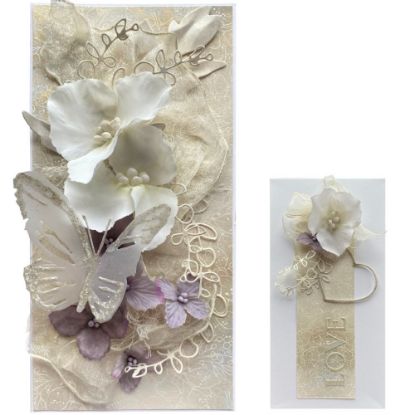 Obrázek Přání s krabičkou Bílé květy s motýlem