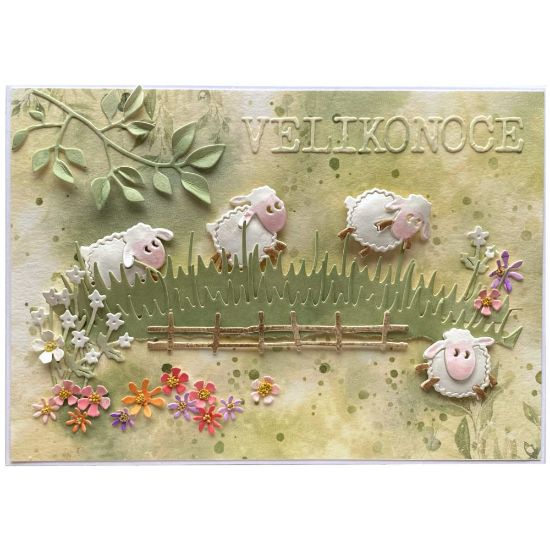 Jarní a velikonoční přáníčko s ovečkami