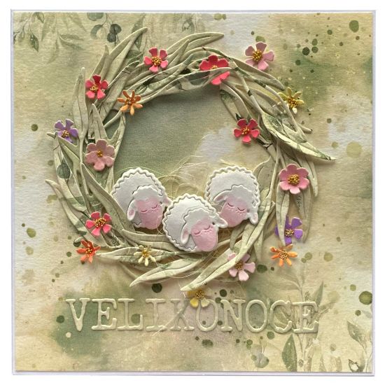 Jarní a velikonoční přáníčko s ovečkami