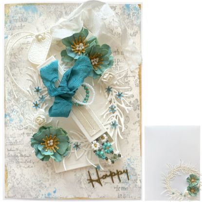 Obrázek Přání v krabičce s dárečkem Květinový náramek - tyrkys
