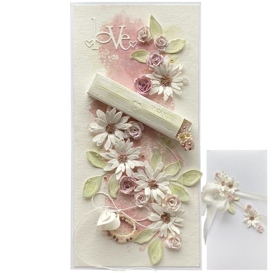 Obrázek Přání v krabičce s dárečkem Květinový náramek - starorůžový