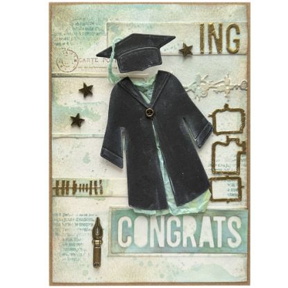 Ručně vyráběné přání k úspěšnému studiu s motivem zelenkavého taláru